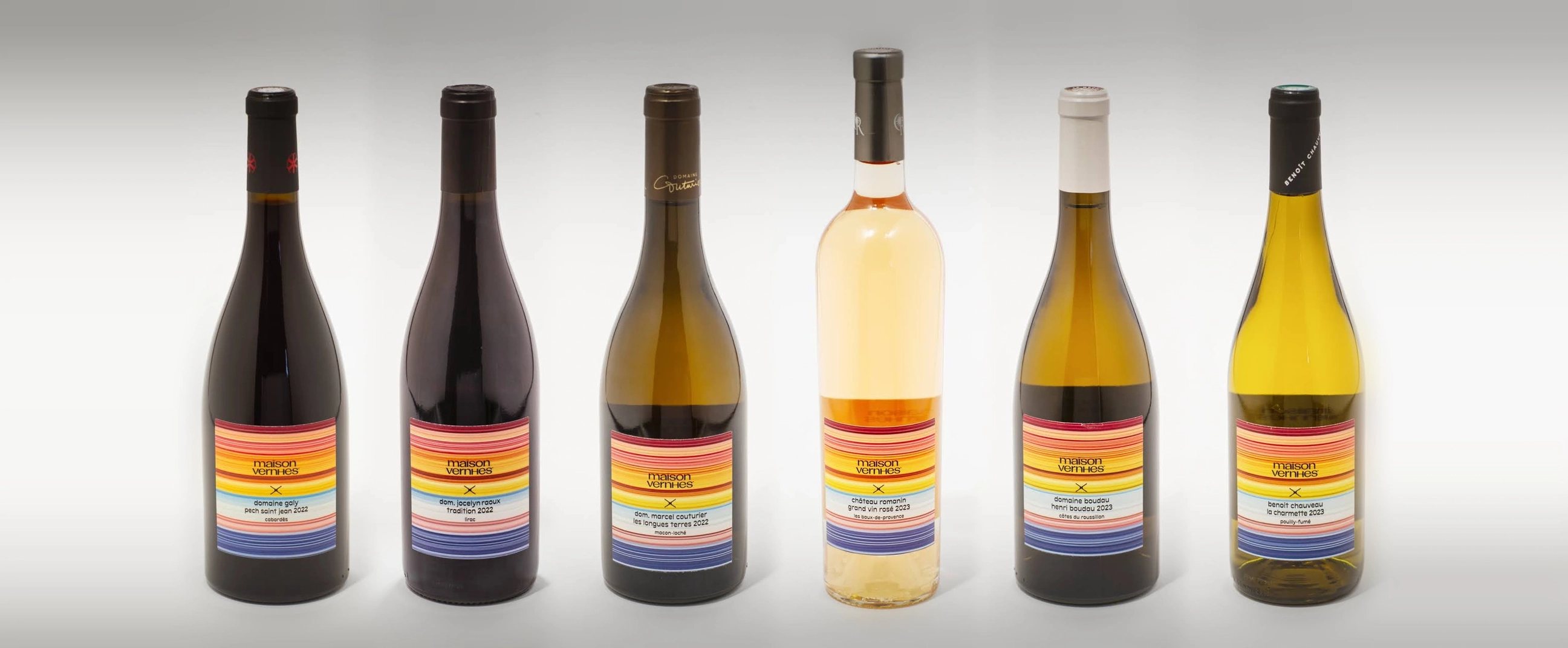 Wine bottles in the Golden Hour collection.