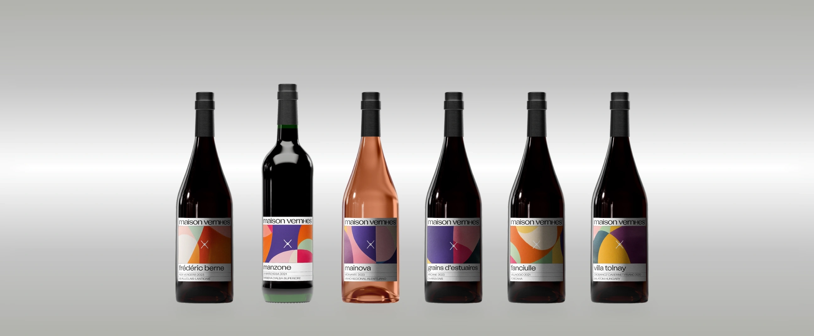 Wine bottles in the Veins of the Valley collection.