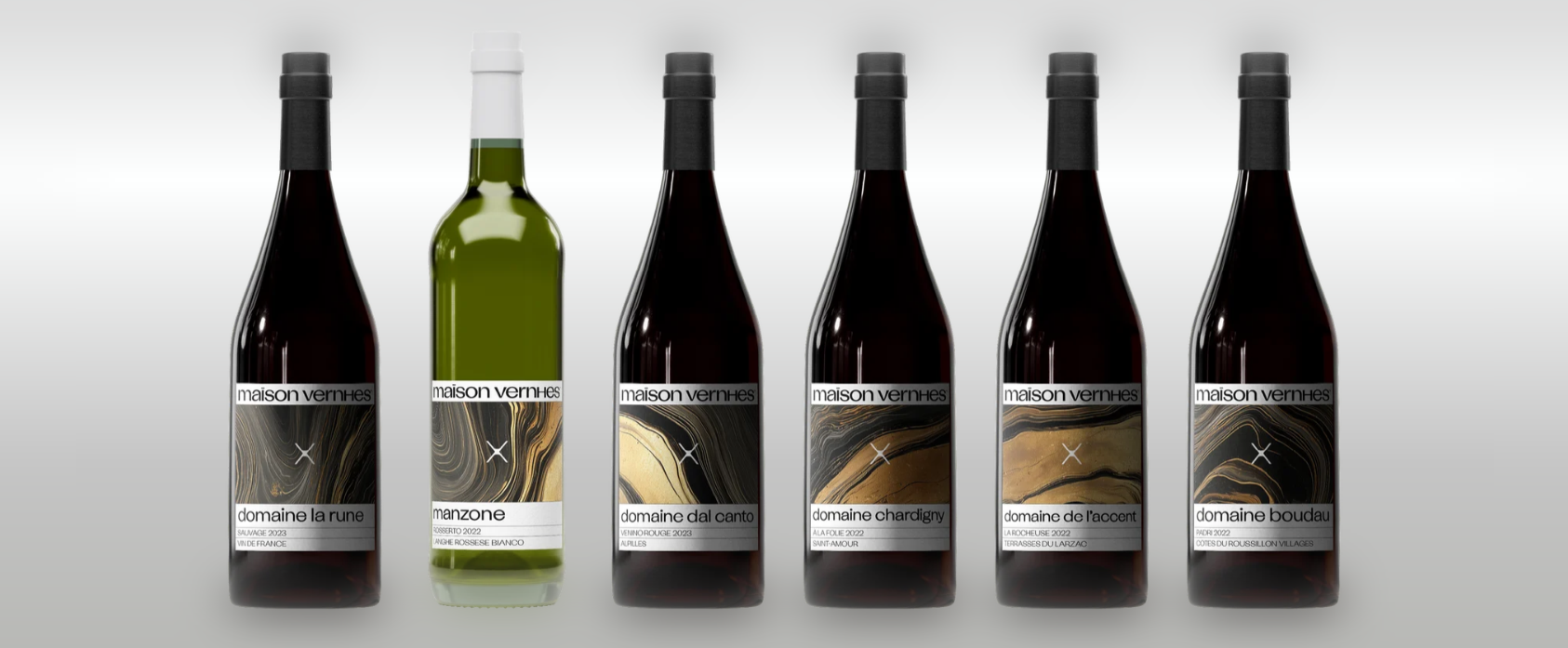 Wine bottles in the Moon Palace collection.